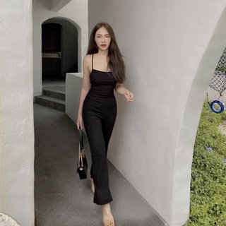 จั้มสูทขายาว ผ้ายืดตามสัดส่วน ดีเทลด้านหลัง ร้อยเชือกด้านหลัง ✨