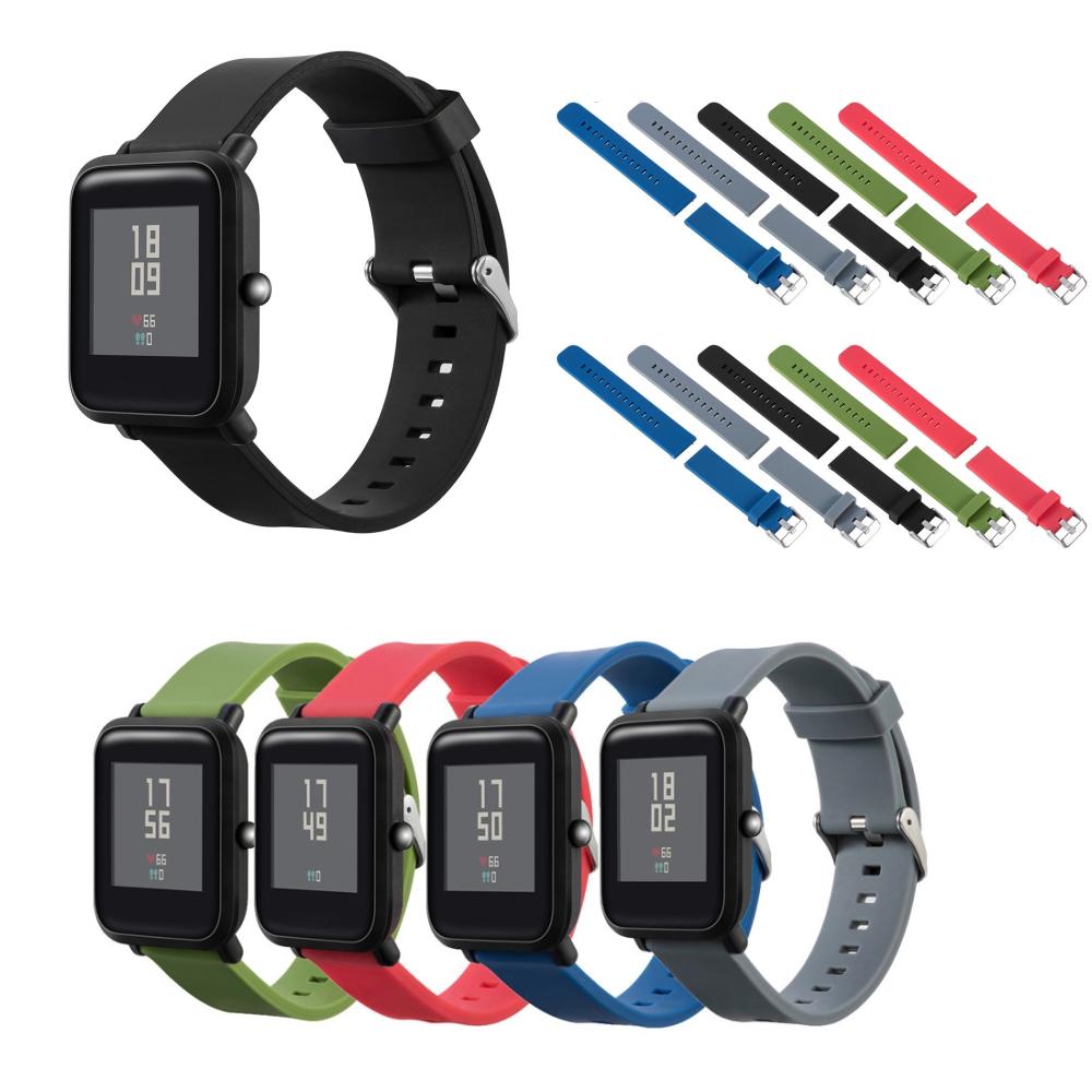 สายนาฬิกาข้อมือซิลิโคน สีพื้น สําหรับ Huami Amazfit bip Bit Pace Lite Youth 1S bip 3 bip u pro bip s