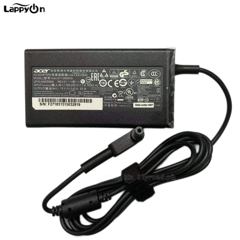 19V 3.42A 5.5*1.7 มม.สําหรับ ACER Aspire V3-531 V5-571 V3-771G แล็ปท็อปอะแดปเตอร์ชาร์จไฟ