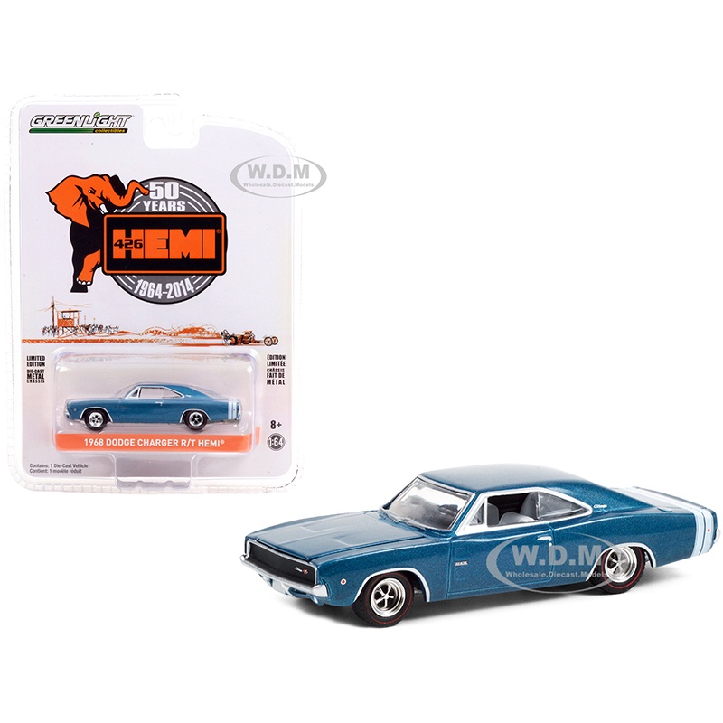 (ล้อยางพรีเมียม) รถโมเดล 1:64 Greenlight 50 Years of 426 Hemi 1968 Dodge Charger R/T Hemi
