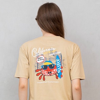 Kaos เสื้อยืดทรงโปโล ลายแคลิฟอร์เนีย สีครีม สําหรับผู้หญิง 4XL