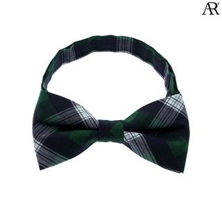 ANGELINO RUFOLO Bow Tie ผ้าไหมทอผสมคอตตอนคุณภาพเยี่ยม โบว์หูกระต่ายผู้ชาย ดีไซน์ Tartan สีเขียว/สีแดง/สีม่วง