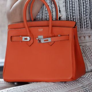 กระเป๋า Birkin25 หนังวัวแท้ แบรนด์ Calypzo สีส้มหนังนำเข้านุ่มทรงสวย