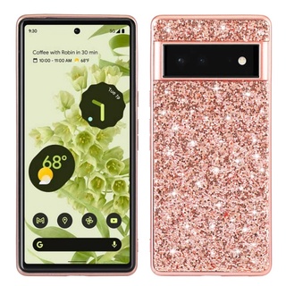 Google Pixel 6 Pro เคสกลิตเตอร์ กันกระแทก พลาสติกแข็ง ชุบ ป้องกัน เคสโทรศัพท์ กันชนหลัง