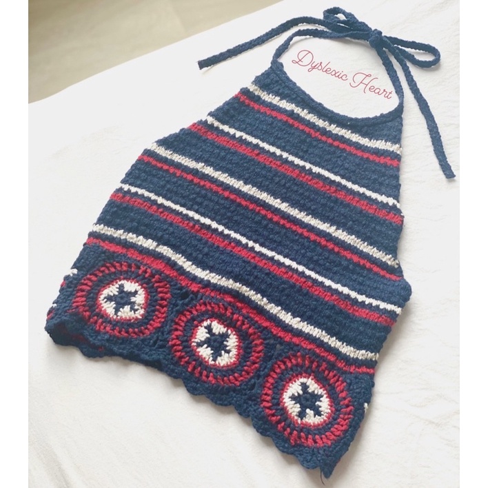 2nd👋🏻 Hollister 🕊Americana Halter Crop Knitted Top🇺🇸 เสื้อถักไหมพรม⭐️ ไซส์ S