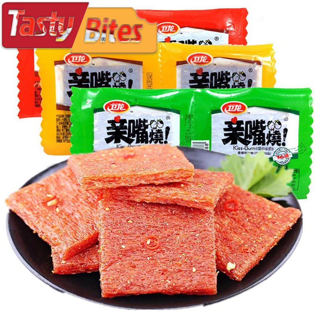 ล่าเถียว Weilong เว่ยหลง จุ๊บๆไม่หยุด Kiss-Burn 20g/คู่ ขนมล่าเถียวยอดฮิต ขนมกับแกล้ม 卫龙亲嘴烧 By Tasty