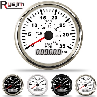 เครื่องวัดความเร็ว GPS 85 มม. สําหรับเครื่องยนต์ดีเซล เรือยอร์ช เรือ 35MPH 60KM/H 60kmh พร้อมไฟแบ็คไลท์สีแดง 9~32V