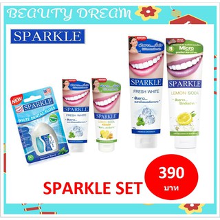 SPARKLE ยาสีฟัน สปาร์คเคิล (2 สูตร WHITE100G./ LEMON SODA100G./ WHITE60G./ LEMON 60G.) + ไหมขัดฟัน