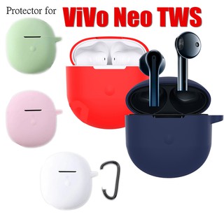 Ready Stock！Silicone Case for VIVO TWS Neo Bluetooth Earphone Soft Silicone Case with Anti-lost Buckle