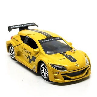 Majorette Renault Megane Trophy - Screen Spoiler &amp; Mirror, Full Symbols - Metallic Yellow /Wheels D5S /1/64 no Package