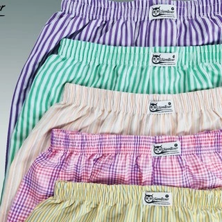 บ๊อกเซอร์ผ้าเชิ๊ตทรงตรง ขนาดฟรีไซส์ คละลาย SIAM BOXER แพ็ค 6 ตัว คละสี