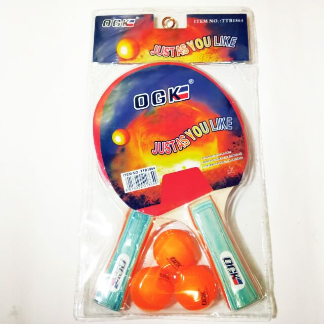 ไม้ปิงปองOGKแพ็คคู่พร้อมลูกปิงปอง3ลูก