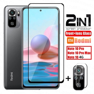 ฟิล์มกระจกนิรภัยสำหรับฟิล์มกระจกนิรภัยสําหรับ Xiaomi Redmi Note 10 Pro Max Note10 Pro 2-in-1 9H Tempered Glass Film ฟิล์มกันรอยเลนส์กล้อง ฟิล์มหลัง