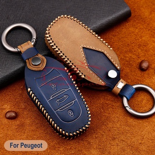 ใหม่ เคสกุญแจรถยนต์หนังม้าบ้า สําหรับ Peugeot 3008 2008 208 207 308 RCZ 408 407 307 206 107 306 508