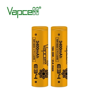 ถ่านชาร์จ Vapcell INR18650 E34 3400mAh 3.7V สีทอง หัวตัด ของแท้