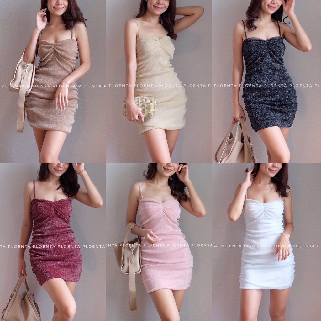 Glitter sexy dress มินิเดรสสายเดี่ยว ดีเทลเนื้อผ้าทอกลิตเตอร์