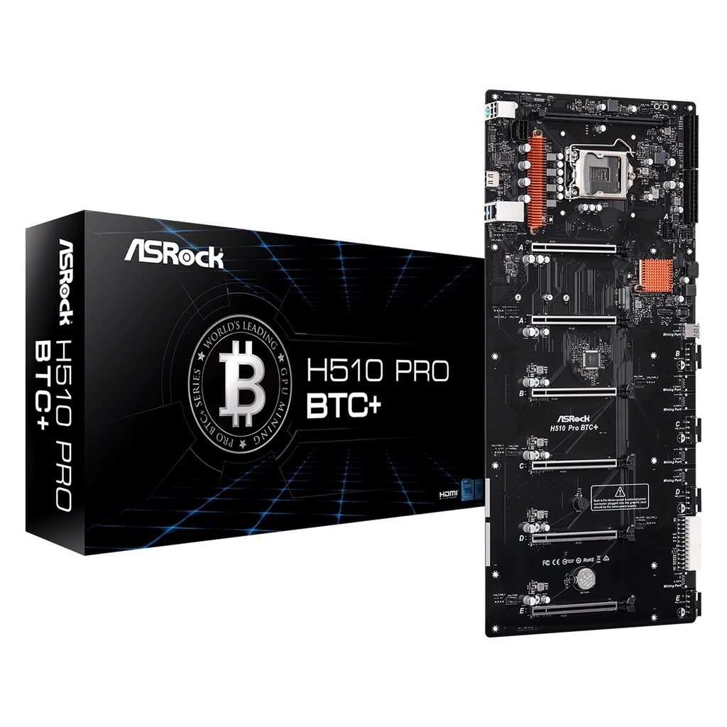 Mining Mainboard เมนบอร์ด ASROCK H510 PRO BTC+ LGA 1200 Intel Gen 10 11 (ใช้แทน H110 BTC+ TB250 BTC 