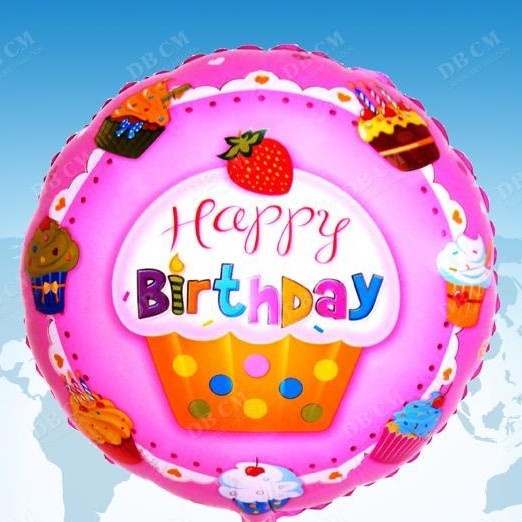 ลูกโป่งฟอยล์เค้ก hbd ทรงกลม