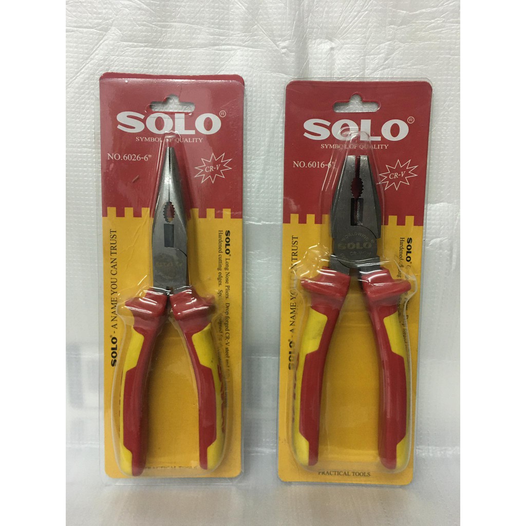 SOLO NO.60xx คีมปากแหลม คีมปากจิ้งจก แดง-เหลือง ขนาด 6 นิ้ว โซโล
