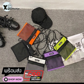 XSPEEDFASHION(X1782) กระเป๋าผ้าสะพายข้างหน้ามีช่องตาข่ายoffbetterเวอร์ชั่นเกาหลี