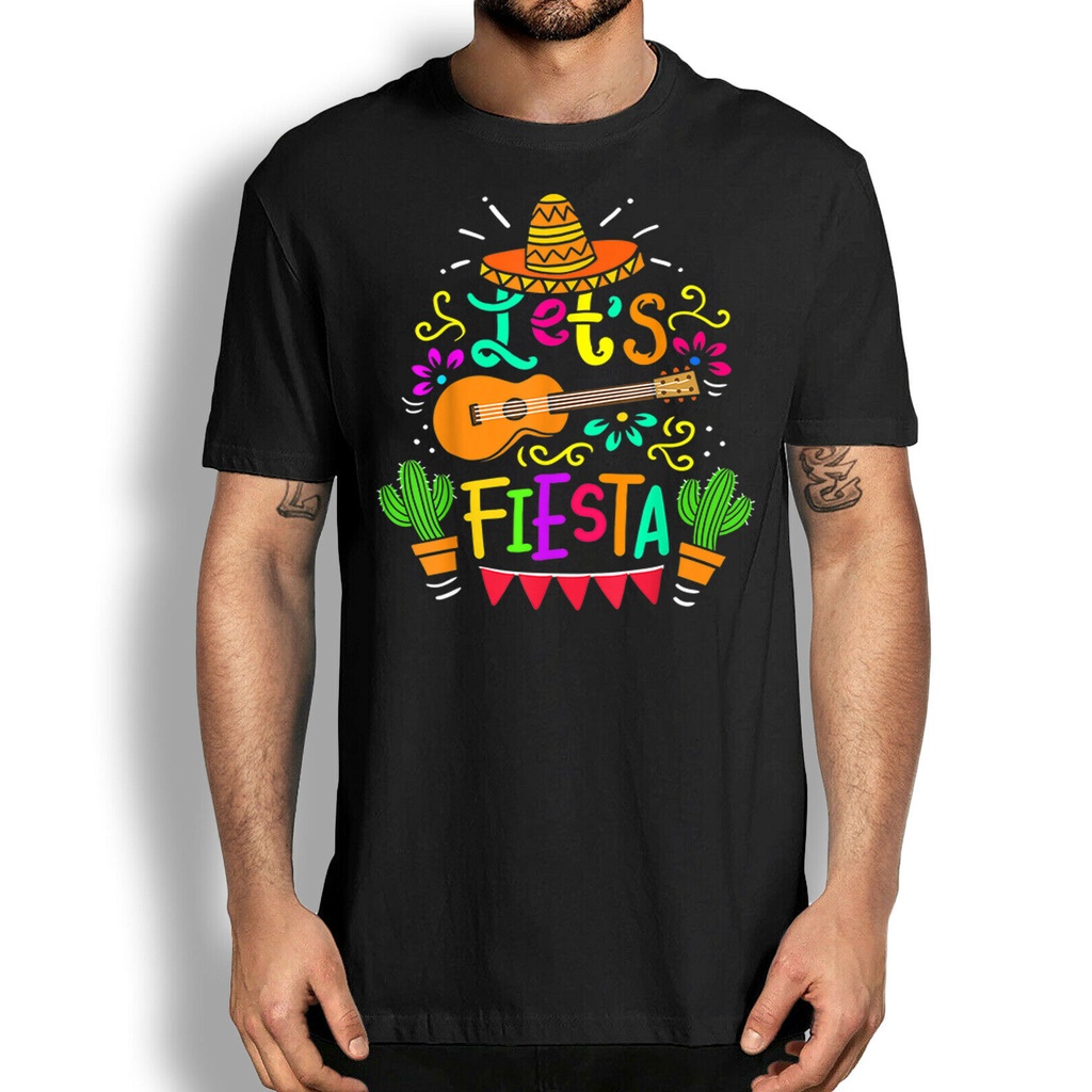เสื้อยืด พิมพ์ลาย Cinco De Mayo Mexican Guitar กระบองเพชร ตลก สําหรับปาร์ตี้S-5XL
