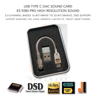 USB type C DAC sound card ES 9280 PRO high resolution sound for PC, Tablet, Laptop, Smart Phone ของใหม่มีกล่องใส่