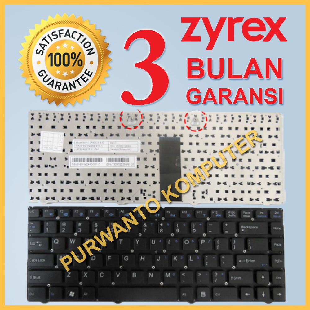 คีย์บอร์ด Qibla Keybord Kibod Kibot แล็ปท็อป Zyrex Cruiser WT4820 WT4820DS WT4820DS1 - สีดําเงา