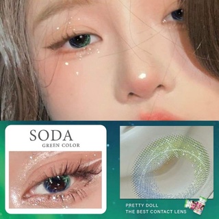 คอนแทคเลนส์ contact lens รุ่น Soda ยี่ห้อ Pretty doll สีเขียว มีค่าสายตา