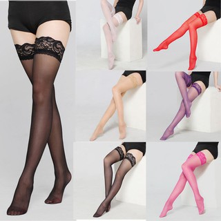 หญิงสุภาพสตรีเชียร์ลูกไม้ Garter Stay Up ต้นขาสูงถุงน่องถือครองถุงเท้า pantyhose