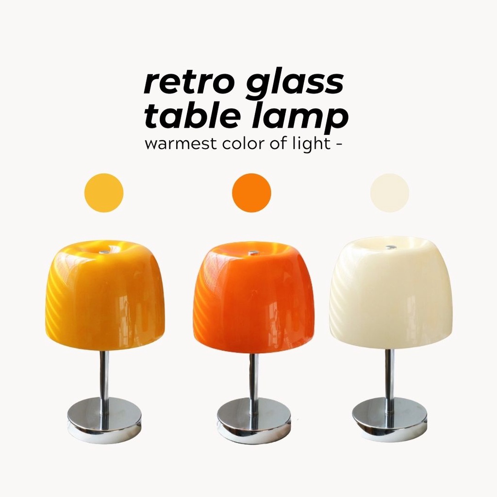 พร้อมส่ง โคมไฟตั้งโต๊ะโทนเหลือง RETRO GLASS TABLE LAMP /comfyhomie/