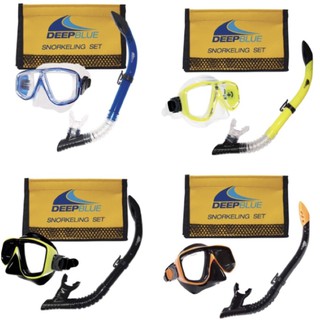 หน้ากากดำนำ้+ท่อหายใจ Deep Blue Mask &amp; Snorkel set