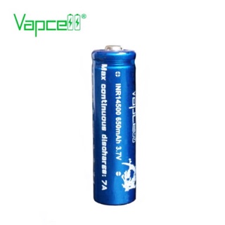 ถ่านชาร์จVapcell INR14500(ขนาดAA)650mAh 1 ก้อน รุ่นหัวนูน ของแท้