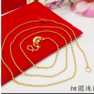 jewelryshop365 K234 สร้อยทอง ลายไข่ปลาตัดลาย งานเคลือบพิเศษสีสวย ยาว  18 นิ้ว