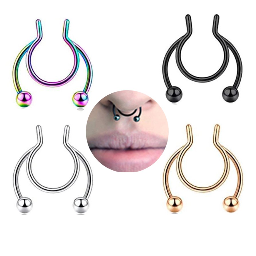 จิวจมูกแบบหนีบ จิวจมูกหลอก จิวจมูกเกือกม้า JN156