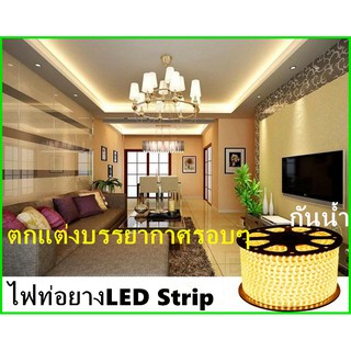 ไฟเส้น ไฟสายยาง Led Stripไฟสายยางท่อแบน SMD 220v  IP67 ไฟเส้นประดับตกแต่ง (100 เมตร)(แถมฟรี ปลั๊กหัวจ่าย 2ตัว)