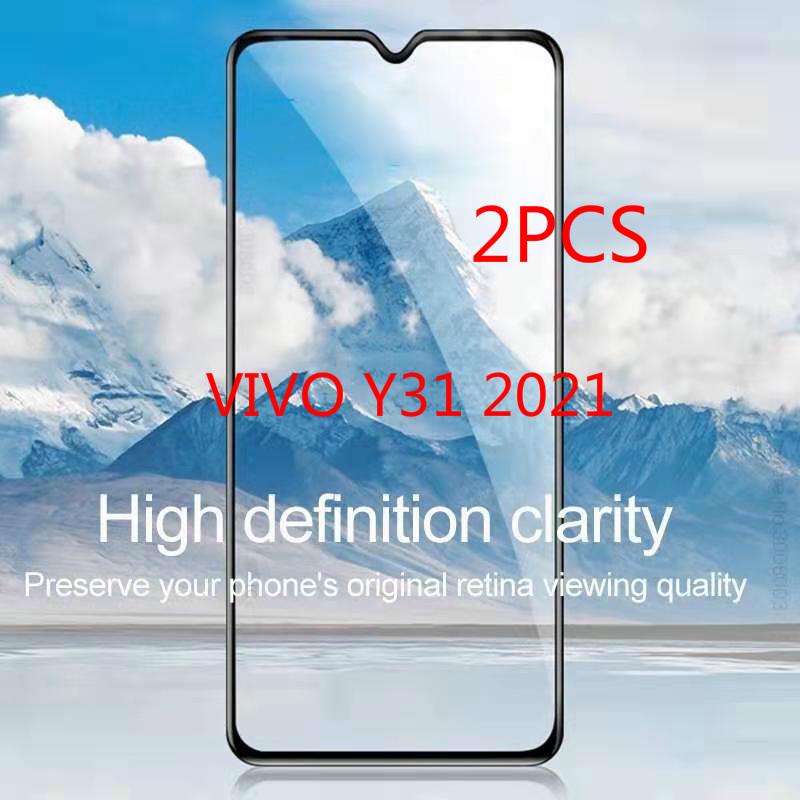 2 ชิ้น VIVO Y31 2021 กระจกนิรภัยฟิล์มคลุมทั้งหมด Vivo Y 31 Y31 vivo Y31 ตัวป้องกันหน้าจอ