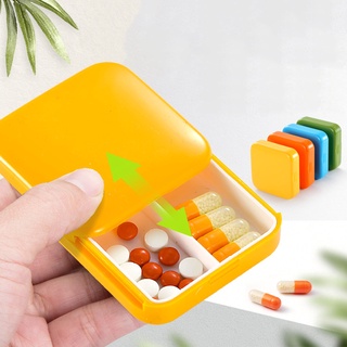 1PC Portable 2 Grid Push Open Style Medicine Travel Pill Box