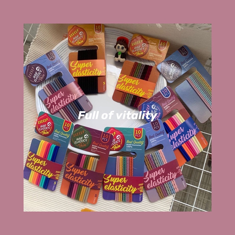 ❤️❤️Por Por❤️❤️ยางรัดผมเกาหลี10เส้น โทนสว่าง❤️❤️