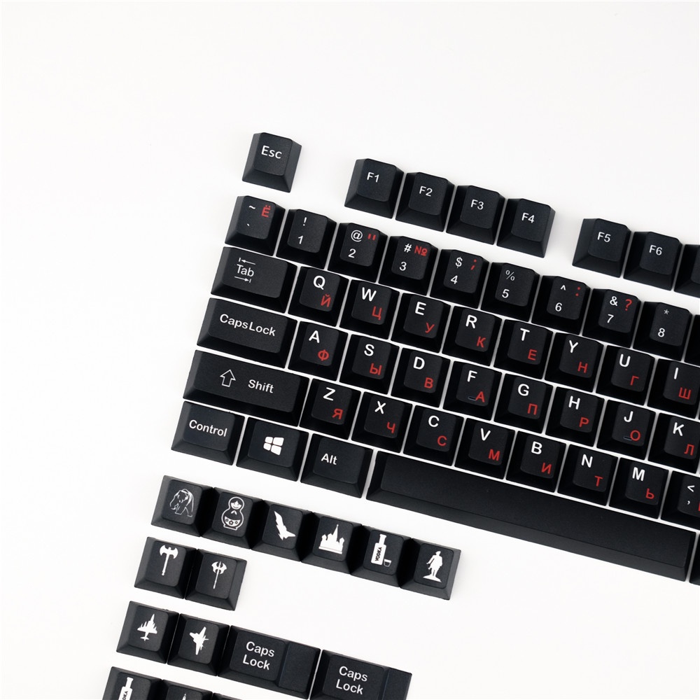 แป้นพิมพ์คอมพิวเตอร์ 120 Keys Dark Mechanical Keyboard Keycaps Russian ...