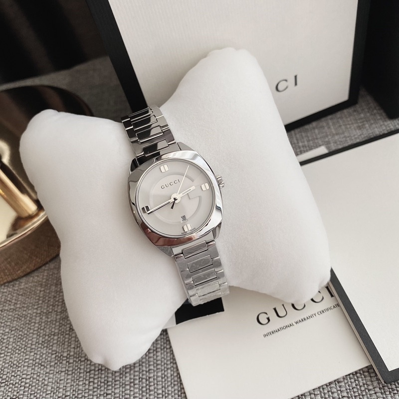 👑ผ่อน0%~แท้100%👑 29มิล นาฬิกาข้อมือ Gucci GG2570 YA142502 Silver Watch