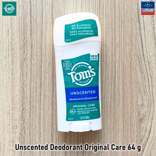 Toms of Maine® Unscented Natural Deodorant Original Care 64 gโรลออนสติ๊ก ผลิตภัณฑ์ระงับกลิ่นกาย ติดทนนาน 24 ชม