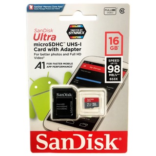 Sandisk Micro SD 16 Gb (Class 10 98mb/s) ของแท้100%