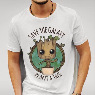 เสื้อยืดพิมพ์ลายต้นไม้ guardians galaxy 2 groot สําหรับผู้ชายสีขาว