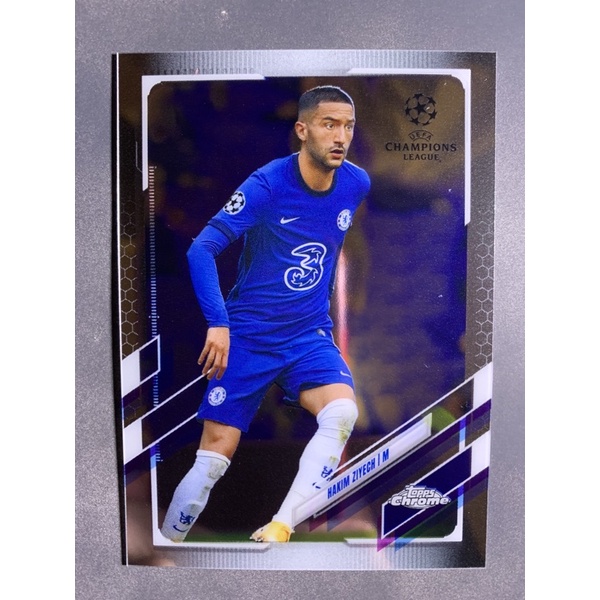 การ์ดนักฟุตบอล Topps Chrome UEFA Champion League 2020-21 Hakim Ziyech ทีม Chelsea FC การ์ดสะสม การ์ด