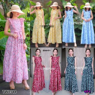 Maxidress แม็กซี่เดรสแขนกุดแต่งไหล่ระบาย