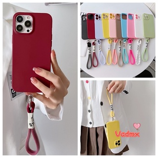 เคสโทรศัพท์มือถือแบบนิ่ม ผิวด้าน พร้อมสายคล้อง สีแคนดี้ เรียบง่าย สําหรับ OPPO A78 A57 A77 5G 4G 2022 A1 Pro A76 A36 4G