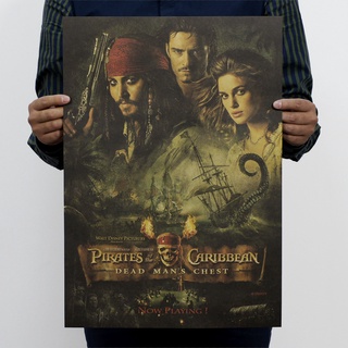 โปสเตอร์กระดาษคราฟท์ Pirates Of The Caribbean Ii/ Retro/Movie ขนาด 51X36 ซม