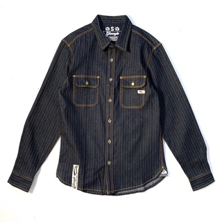 SH008 (SHIRT) GS BLUE GRAY เสื้อเชิ้ต แขนยาว เสื้อยีนส์ Mens Denim Shirts (Gasoline &amp; Garage) ปั๊มน้ำมันแก๊สโซลีน