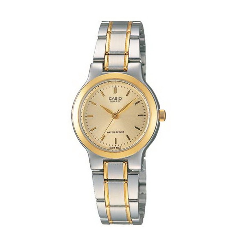 CASIO นาฬิกาข้อมือผู้หญิง Silver/Gold-หน้าขาว สายสแตนเลส รุ่น LTP-1131G-9ADF