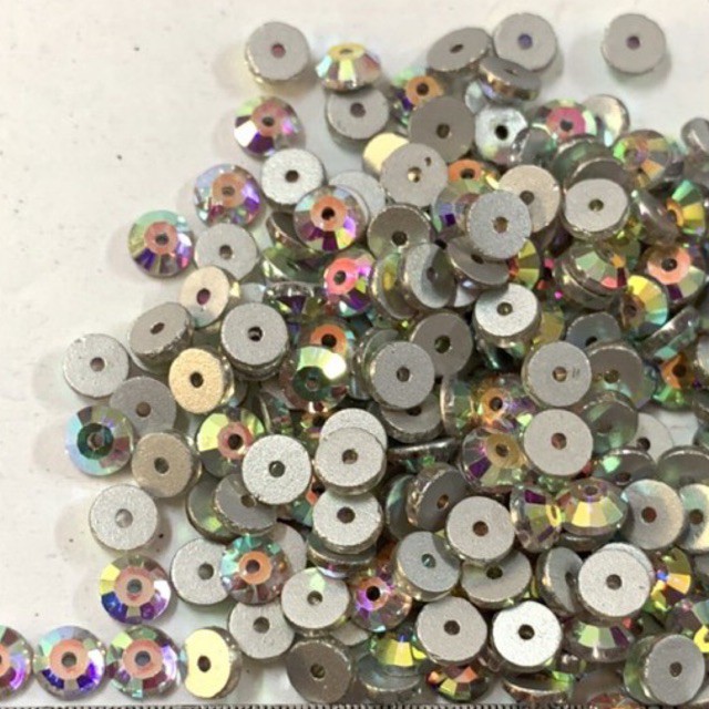 ลูกปัดเพชรเกรดเอ เพชรกระจกรูกลาง ง สีขาว ขนาด5มิล เนื้อดี สีสวยเงา ส่งไว ห่อ100ชิ้น